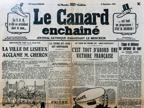 N° 688 du Canard Enchaîné -  4 Septembre 1929