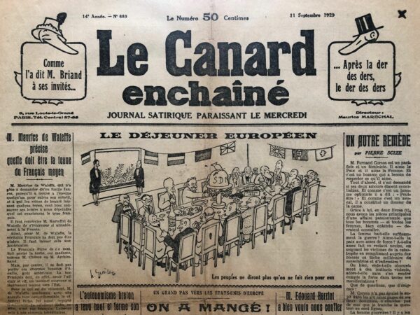 N° 689 du Canard Enchaîné -  11 Septembre 1929