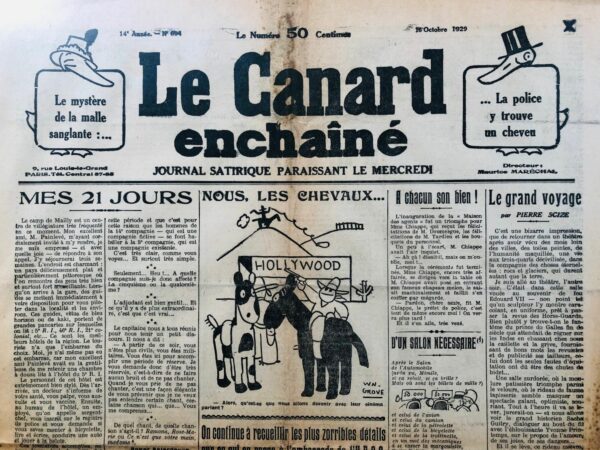 N° 694 du Canard Enchaîné -  16 Octobre 1929