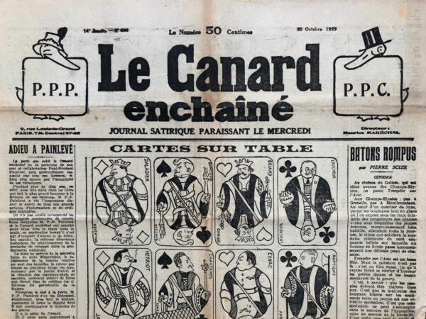N° 696 du Canard Enchaîné -  30 Octobre 1929
