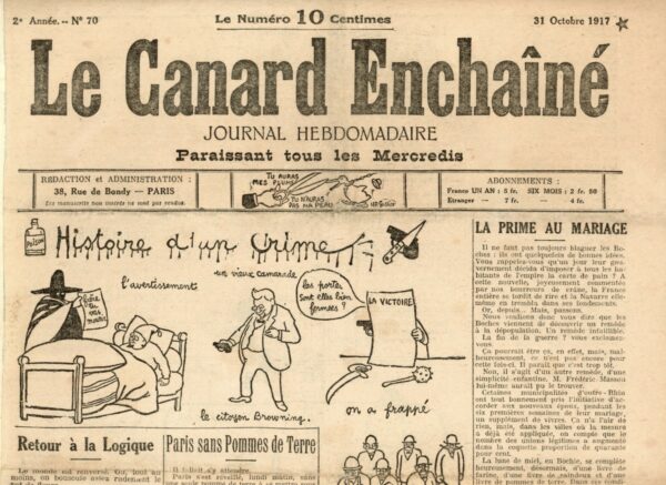 N° 70 du Canard Enchaîné -  31 Octobre 1917