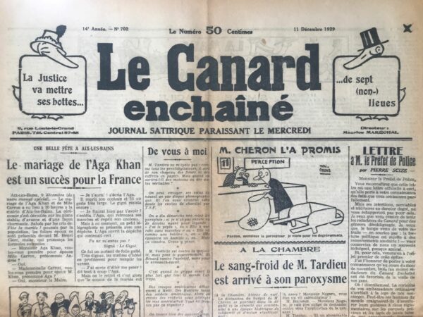 N° 702 du Canard Enchaîné -  11 Décembre 1929