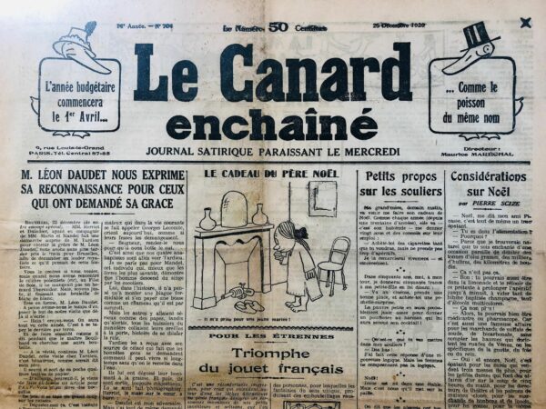 N° 704 du Canard Enchaîné -  25 Décembre 1929