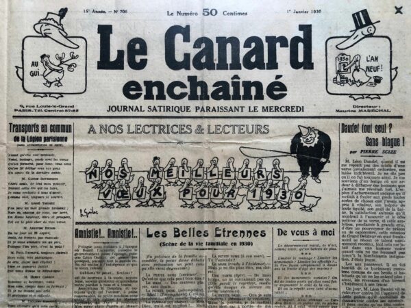 N° 705 du Canard Enchaîné -  1 Janvier 1930