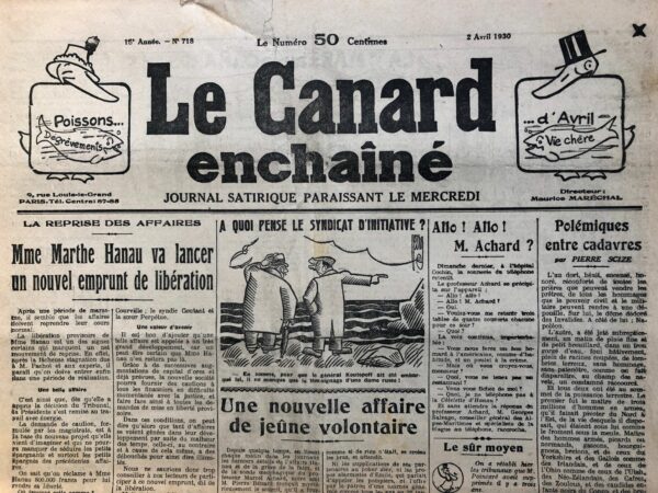 N° 718 du Canard Enchaîné -  2 Avril 1930