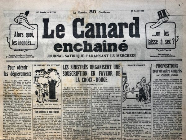 N° 722 du Canard Enchaîné -  30 Avril 1930