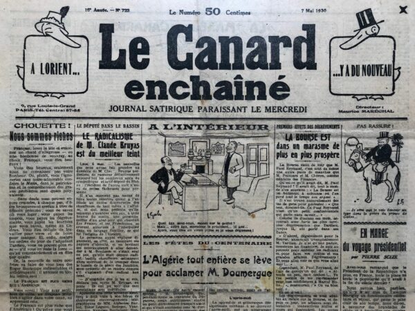 N° 723 du Canard Enchaîné -  7 Mai 1930