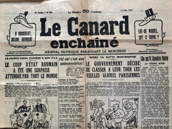 N° 728 du Canard Enchaîné -  11 Juin 1930