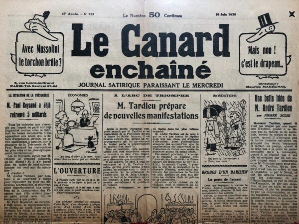N° 729 du Canard Enchaîné -  18 Juin 1930