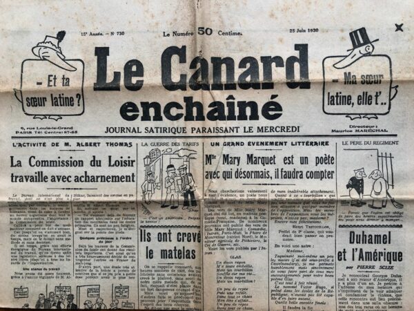 N° 730 du Canard Enchaîné -  25 Juin 1930