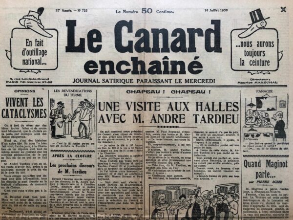 N° 733 du Canard Enchaîné -  16 Juillet 1930