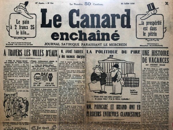 N° 734 du Canard Enchaîné -  23 Juillet 1930