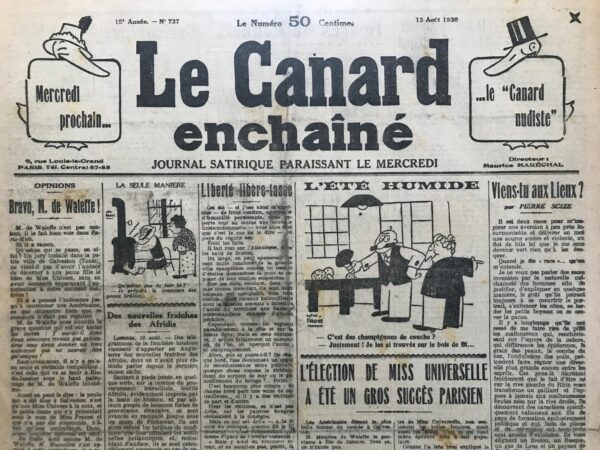 N° 737 du Canard Enchaîné -  13 Août 1930