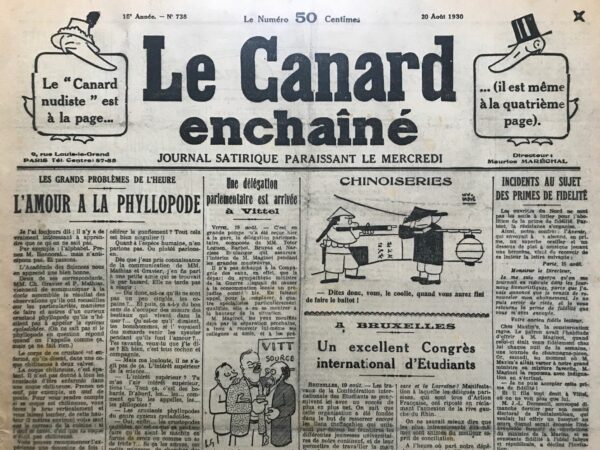 N° 738 du Canard Enchaîné -  20 Août 1930