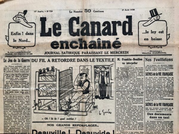 N° 739 du Canard Enchaîné -  27 Août 1930