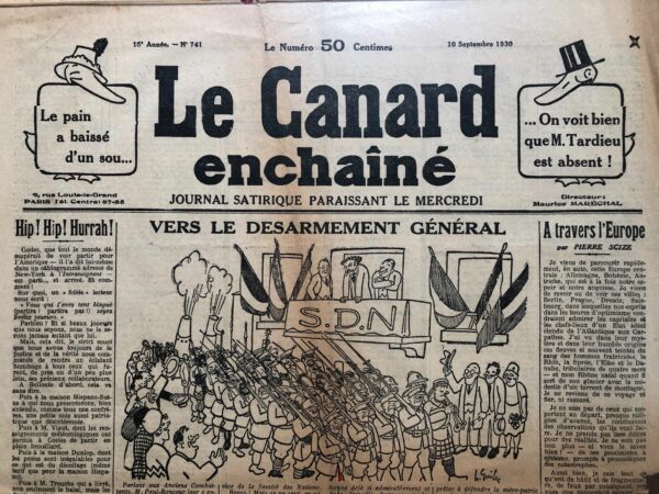 N° 741 du Canard Enchaîné -  10 Septembre 1930