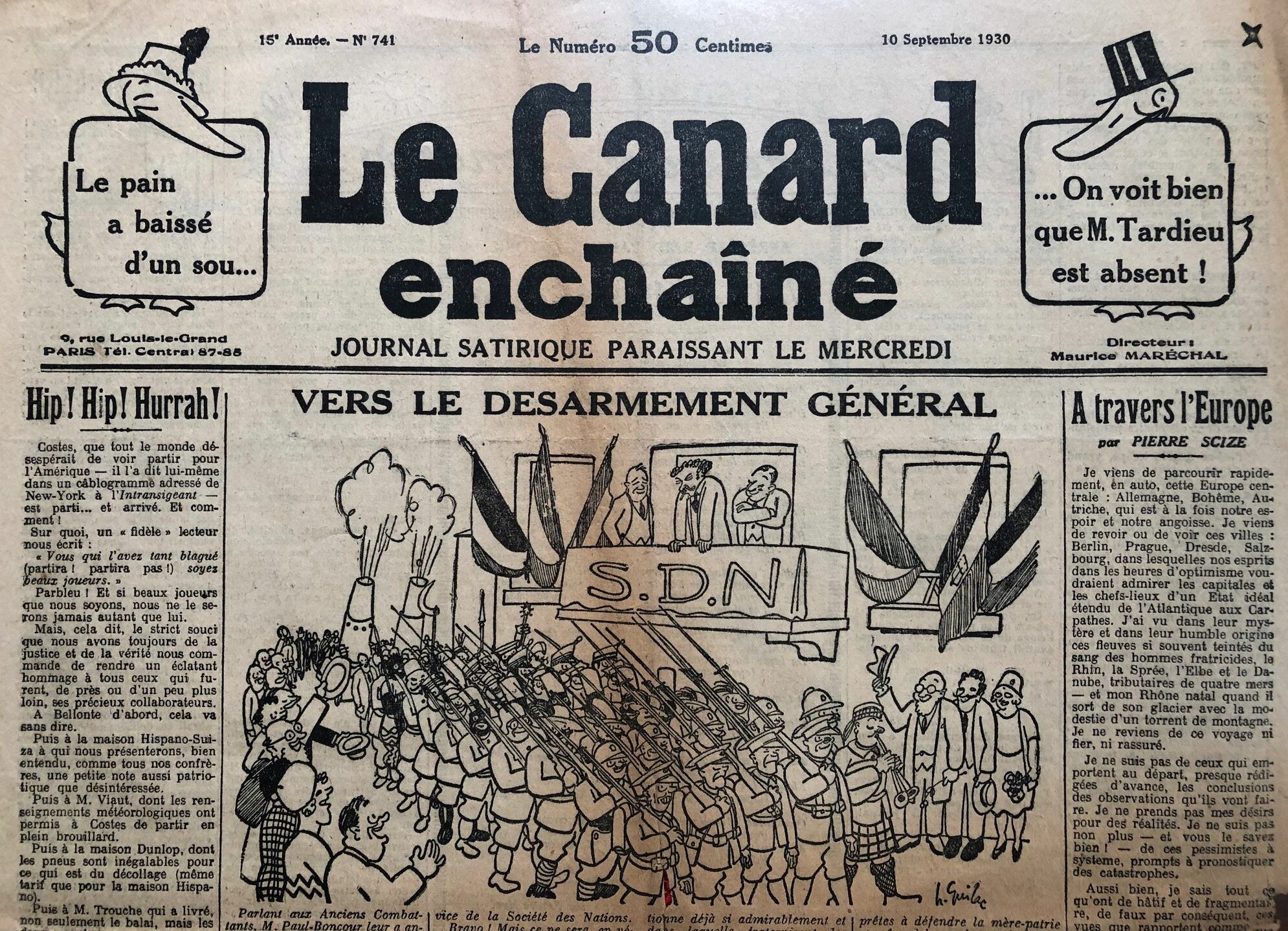 N° 741 du Canard Enchaîné - 10 Septembre 1930 | 69,00 € | 741 | Couac ! | Presse Authentique de l'Epoque ! Pour des Cadeaux Originaux : Journal Rare Anniversaire, de Naissance... N° 741 du Canard Enchaîné -  10 Septembre 1930