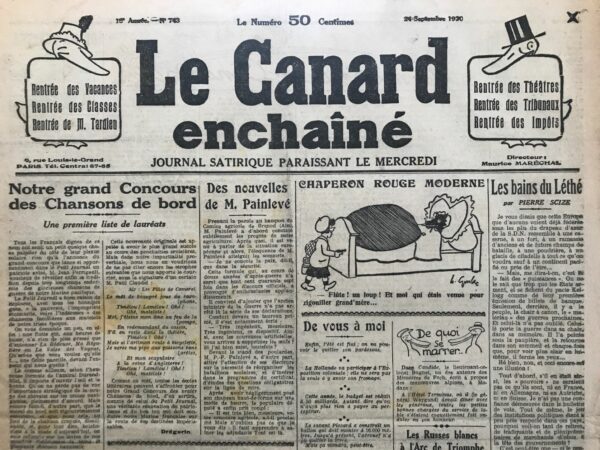 N° 743 du Canard Enchaîné -  24 Septembre 1930