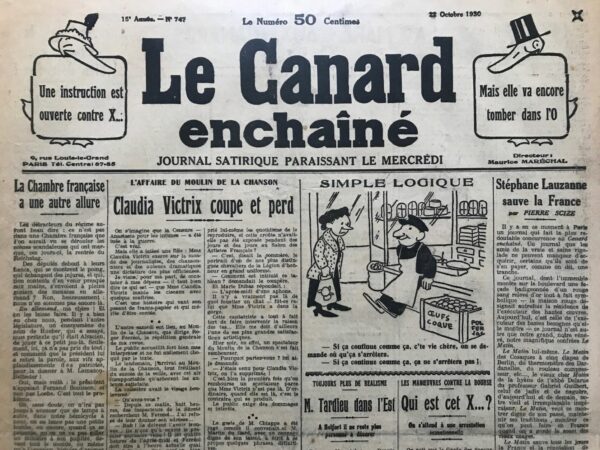 N° 747 du Canard Enchaîné -  22 Octobre 1930