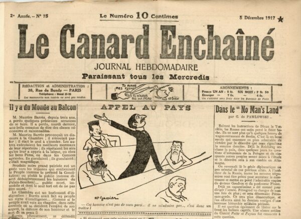 N° 75 du Canard Enchaîné -  5 Décembre 1917