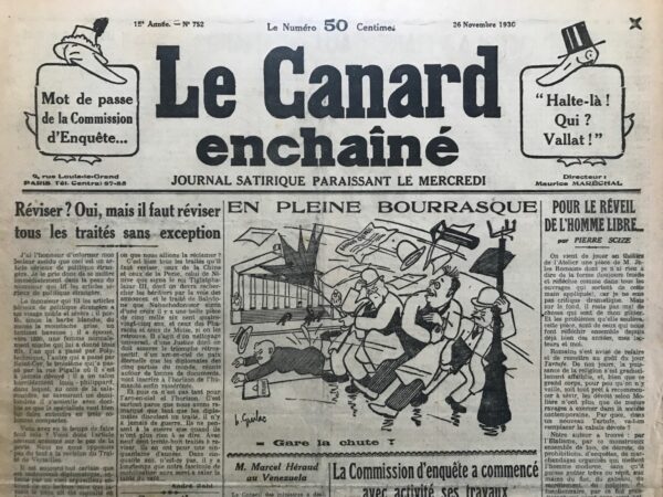 N° 752 du Canard Enchaîné -  26 Novembre 1930