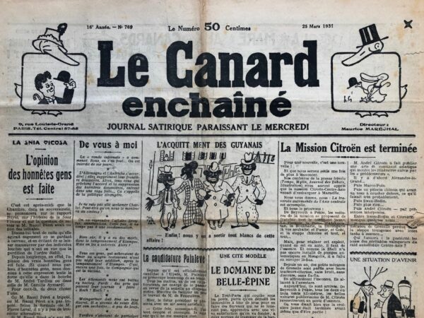 N° 769 du Canard Enchaîné -  25 Mars 1931