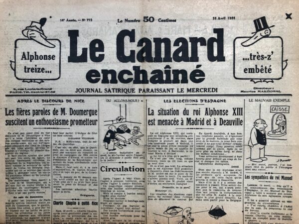 N° 772 du Canard Enchaîné -  15 Avril 1931