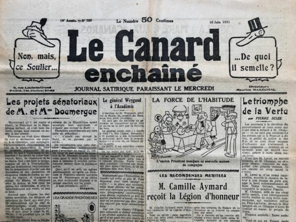 N° 780 du Canard Enchaîné -  10 Juin 1931