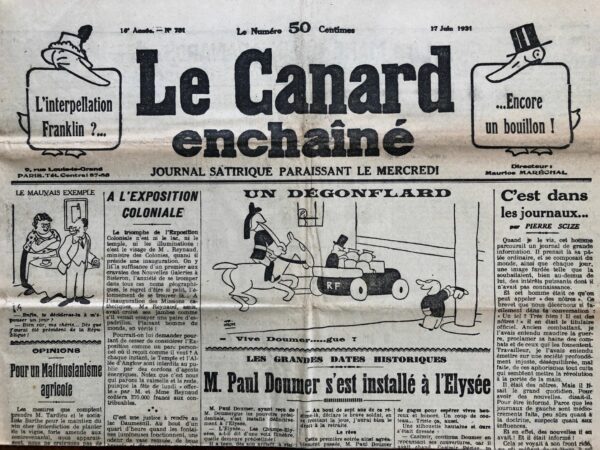 N° 781 du Canard Enchaîné -  17 Juin 1931