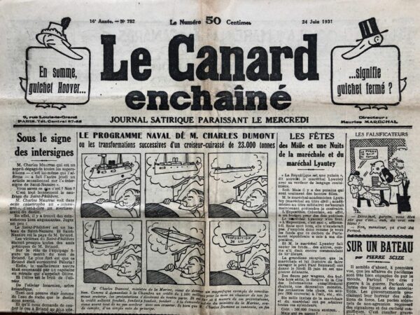 N° 782 du Canard Enchaîné -  24 Juin 1931