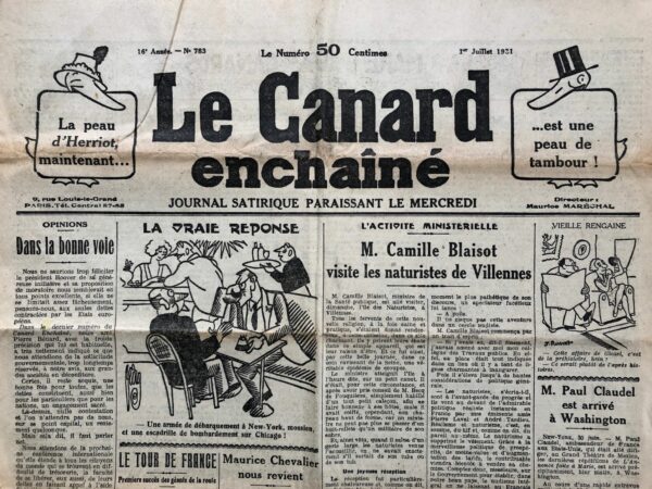 N° 783 du Canard Enchaîné -  1 Juillet 1931