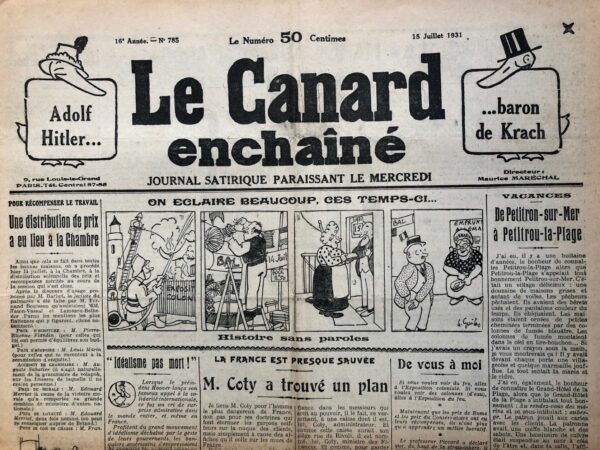N° 785 du Canard Enchaîné -  15 Juillet 1931