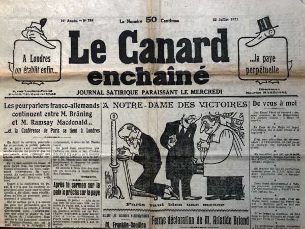 N° 786 du Canard Enchaîné -  22 Juillet 1931