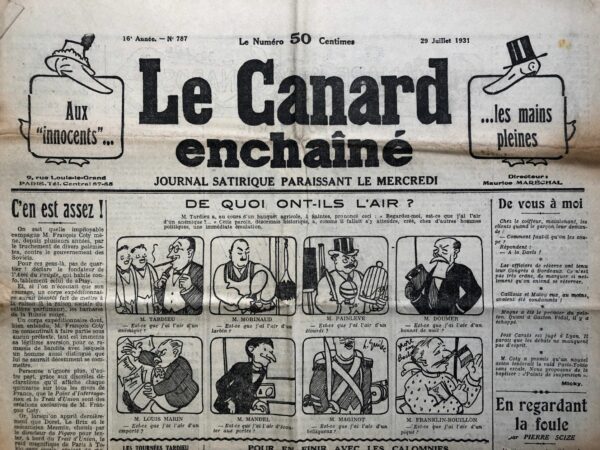 N° 787 du Canard Enchaîné -  29 Juillet 1931
