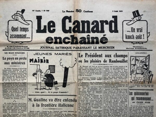 N° 788 du Canard Enchaîné -  5 Août 1931