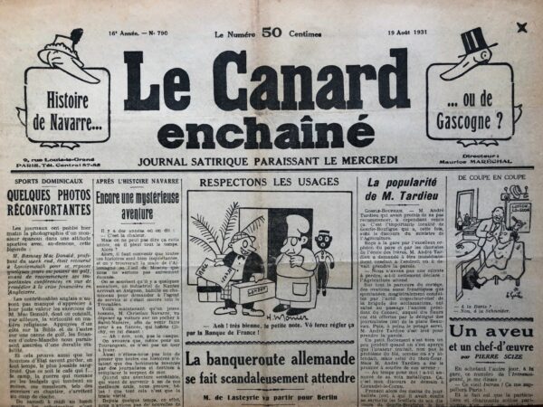 N° 790 du Canard Enchaîné -  19 Août 1931