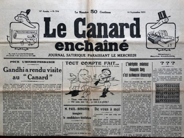 N° 794 du Canard Enchaîné -  16 Septembre 1931