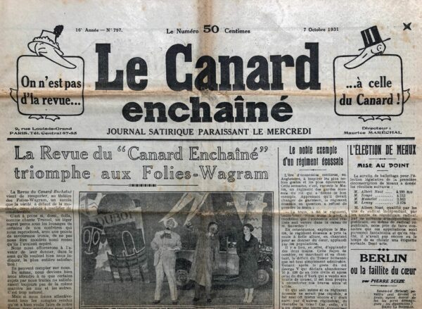 N° 797 du Canard Enchaîné -  7 Octobre 1931