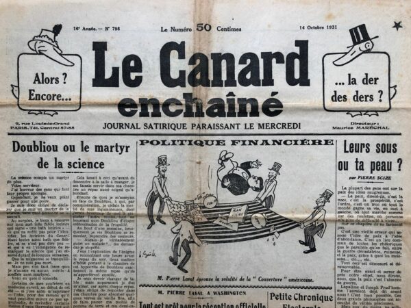 N° 798 du Canard Enchaîné -  14 Octobre 1931