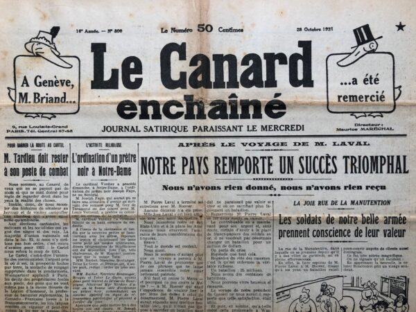 N° 800 du Canard Enchaîné -  28 Octobre 1931