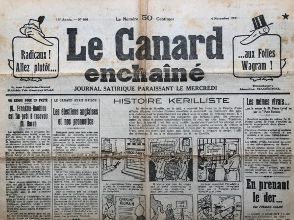 N° 801 du Canard Enchaîné -  4 Novembre 1931