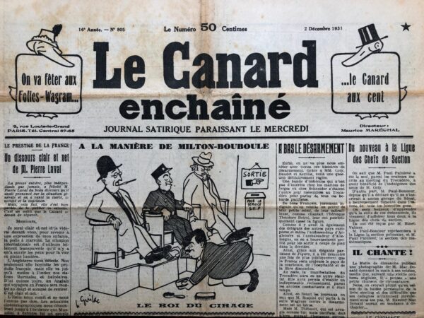 N° 805 du Canard Enchaîné -  2 Décembre 1931