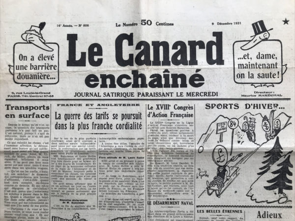 N° 806 du Canard Enchaîné -  9 Décembre 1931