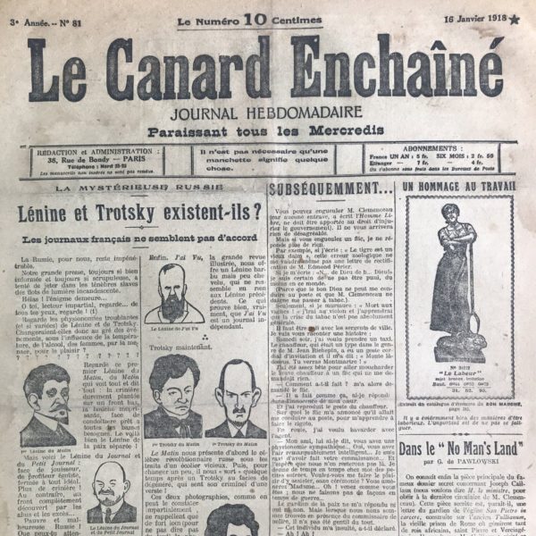 N° 81 du Canard Enchaîné -  16 Janvier 1918