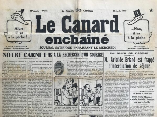 N° 812 du Canard Enchaîné -  20 Janvier 1932
