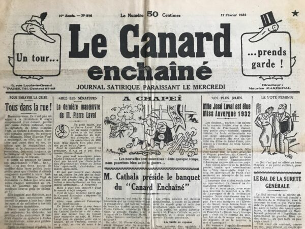 N° 816 du Canard Enchaîné -  17 Février 1932