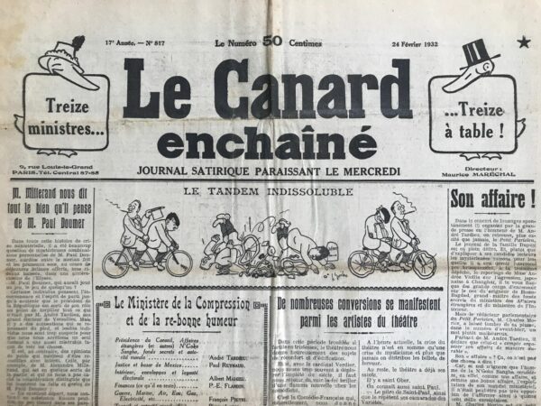 N° 817 du Canard Enchaîné -  24 Février 1932