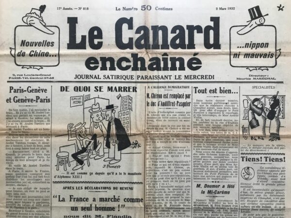 N° 818 du Canard Enchaîné -  2 Mars 1932