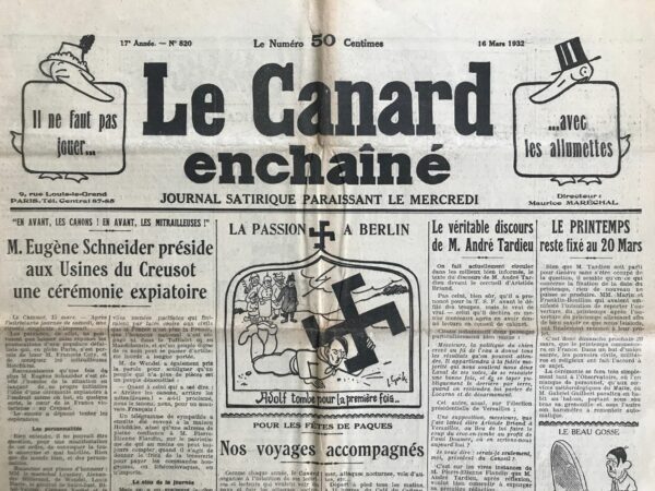 N° 820 du Canard Enchaîné -  16 Mars 1932