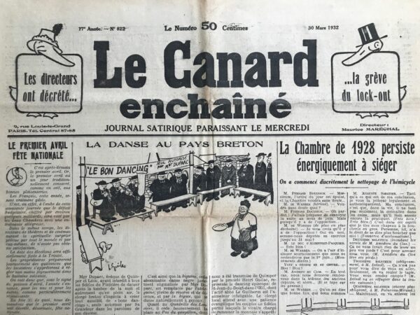 N° 822 du Canard Enchaîné -  30 Mars 1932